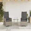 Outdoor-Lehnstühle 2 Stk. mit Tisch Grau Poly Rattan Produktbild-Vorschau 2