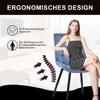A woman is sitting on a chair, with graphics illustrating ergonomic features. Voir les images du produit