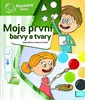A book cover illustration showing children and art supplies, promoting an interactive learning book about colors and shapes. Produktbild-Vorschau