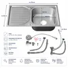 lavello da cucina in acciaio inox 72CM, destro, da incasso Anteprima dell’immagine prodotto 3