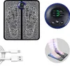 A collage of images showing an EMS foot massager, its control unit, a charging cable, and a lifestyle shot of someone using the device. Náhled obrázku produktu