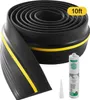 A rolled-up black garage door seal with a yellow stripe and a tube of sealant. Produktbild-Vorschau
