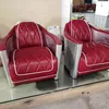 Aircraft Vintage Ledersessel Rot Echtleder Retro Sessel Produktbild-Vorschau 5