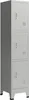 A tall, gray metal locker with three doors, standing on four legs. Anteprima dell’immagine prodotto