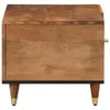 Side view of a wooden side table with gold accents on the legs. Produktbild-Vorschau