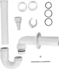 A collection of white plastic plumbing parts, including pipes, connectors, and seals, arranged on a white background. Anteprima dell’immagine prodotto