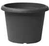 A dark gray, round planter pot is shown against a white background. Produktbild-Vorschau