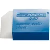 A close-up studio shot of a blue and white plastic eraser. Produktbild-Vorschau