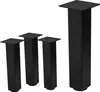 Four black metal table legs of varying heights are displayed against a white background. Podgląd zdjęcia produktu