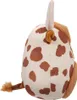 A side view of a plush toy cow with brown spots on a white background. Anteprima dell’immagine prodotto