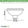 A diagram showing the dimensions of a light bulb base. Produktbild-Vorschau