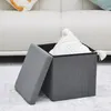 Hocker mit Ablage, grauer Kord 38 × 38 × 38 cm Produktbild-Vorschau 2