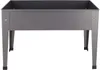 A gray metal raised garden bed with four legs, shown from the front. Produktbild-Vorschau