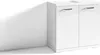 A white bathroom cabinet with two doors and two drawers, casting a shadow on a white wall. Produktbild-Vorschau