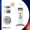 Diagram and product shot of an electric heater. Produktbild-Vorschau