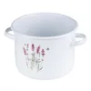A white enamel pot with a lavender design and the word "Lavender" written on it. Podgląd zdjęcia produktu