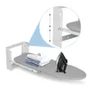 A wall-mounted ironing board with an iron and folded clothes. Produktbild-Vorschau