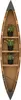 A wooden shelf shaped like a canoe, decorated with potted plants. Podgląd zdjęcia produktu