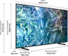 A large Samsung QLED TV with dimensions indicated by text overlays. Produktbild-Vorschau