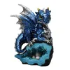 Drache blau auf Kristall mit Dracheneier - Drache Figur Produktbild-Vorschau 4