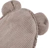A close-up view of a beige corduroy bean bag with bear ears. Anteprima dell’immagine prodotto