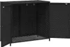An empty black poly rattan garden storage cabinet with its doors open. Produktbild-Vorschau