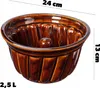 A brown ceramic bundt cake pan with dimensions indicated. Podgląd zdjęcia produktu
