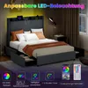 A bedroom scene featuring a bed with LED lighting and storage drawers. Anteprima dell’immagine prodotto