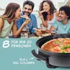 People eating pizza and a close-up of a pizza pan. Anteprima dell’immagine prodotto
