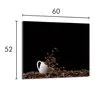 A white coffee cup spilling coffee beans against a black background, with dimensions indicated. Náhľad obrázku produktu