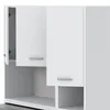 A close-up view of a white bathroom cabinet set, showing the doors and shelving. Náhled obrázku produktu