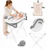 Aluz Faltbare Babybadewanne mit Gestell & Badekissen Weiß Produktbild-Vorschau 1
