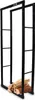A black metal firewood rack with a small pile of firewood at the bottom. Produktbild-Vorschau
