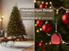 A split image showing a decorated Christmas tree in a living room on the left, and a close-up of Christmas ornaments and a small red decorative item on a tree branch on the right. Voir les images du produit