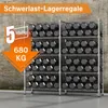A heavy-duty storage rack filled with dumbbells, with a promotional overlay indicating capacity. Voir les images du produit