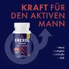 A product shot of Erexol Premium Men's Formula capsules with marketing text and graphics. Produktbild-Vorschau