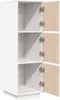 A white cabinet with three open doors made of light-colored wood. Anteprima dell’immagine prodotto