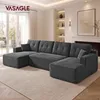 VASAGLE U-Form Sofa 6-Sitzer Modulares Cord Sofa mit Kissen Produktbild-Vorschau 2