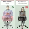 Comparison of a wide vs narrow seat cushion on office chairs, with people demonstrating the difference. Podgląd zdjęcia produktu