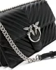 Close-up of a black quilted handbag with a silver chain strap and a distinctive bird-shaped clasp. Anteprima dell’immagine prodotto