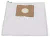A white vacuum cleaner bag with a brown cardboard attachment. Produktbild-Vorschau