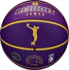 A purple and yellow basketball with LeBron James branding. Produktbild-Vorschau