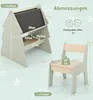 A diagram showing the dimensions of a children's easel and chair set. Náhľad obrázku produktu