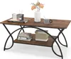 A coffee table with decorative items on it, set against a white background.