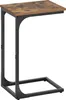 A C-shaped side table with a rustic brown wood top and a black metal frame. Náhled obrázku produktu