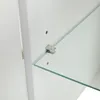 Close-up of a white cabinet with a glass shelf and a metal shelf support. Podgląd zdjęcia produktu