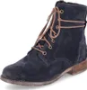 A single blue suede boot with brown laces and a brown sole is shown against a white background. Podgląd zdjęcia produktu