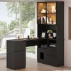 Bureau d'angle avec étagère et vitrine à LED, 120 x 80 x Voir les images du produit 3