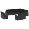 Design 12-tlg. Garten-Sofagarnitur mit Kissen Schwarz Poly Produktbild-Vorschau 2