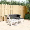 The Living Store 3-tlg. Garten-Sofagarnitur mit Kissen Weiß Produktbild-Vorschau 2